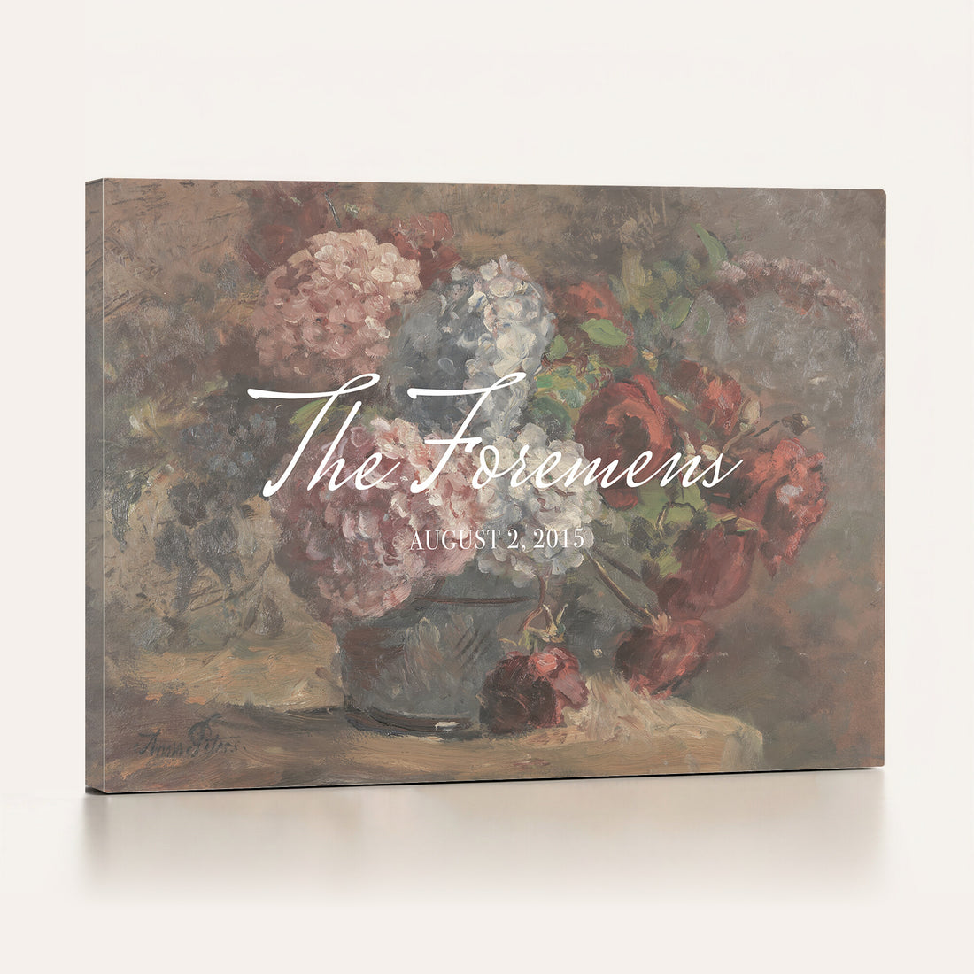 Wedding Easel Sign | Personalized Rose Bouquet Vintage Canvas | Framed Welcome Sign for Ceremony