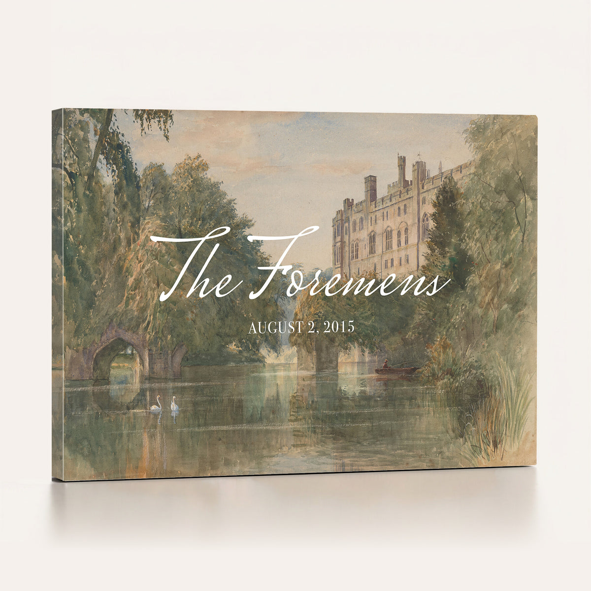 41425019-MCV-HS-36X24 - Personalized Family Name Sign | Lakeside Manor Vintage Landscape Canvas | Wedding Gift