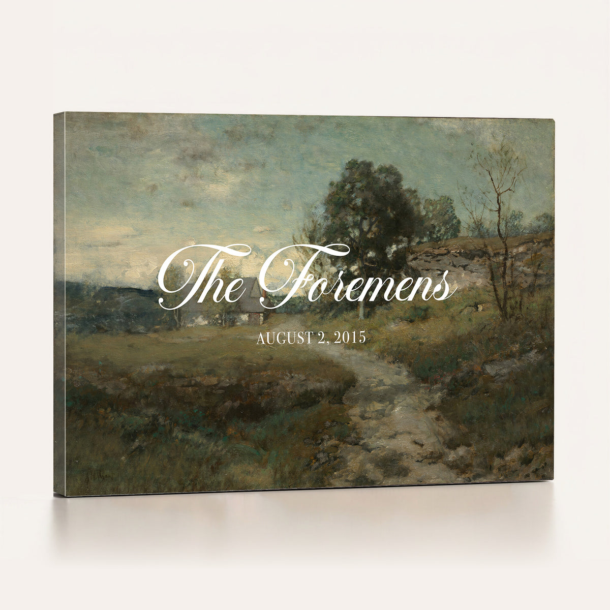 29249006-MCV-HS-36X24 - Personalized Family Name Sign | Country Lane Vintage Landscape Canvas | Wedding Gift