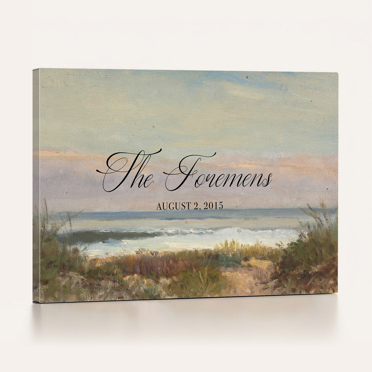 37585091-MCV-HS-36X24 - Wedding Easel Sign | Personalized Coastal Dunes Vintage Canvas | Framed Welcome Sign for Ceremony
