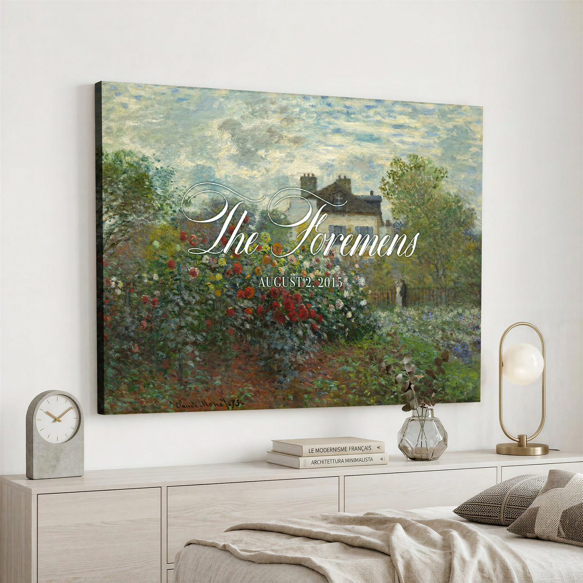 58886211-MCV-HS-36X24 - Wedding Easel Sign | Personalized Cottage Garden Vintage Canvas | Framed Welcome Sign for Ceremony