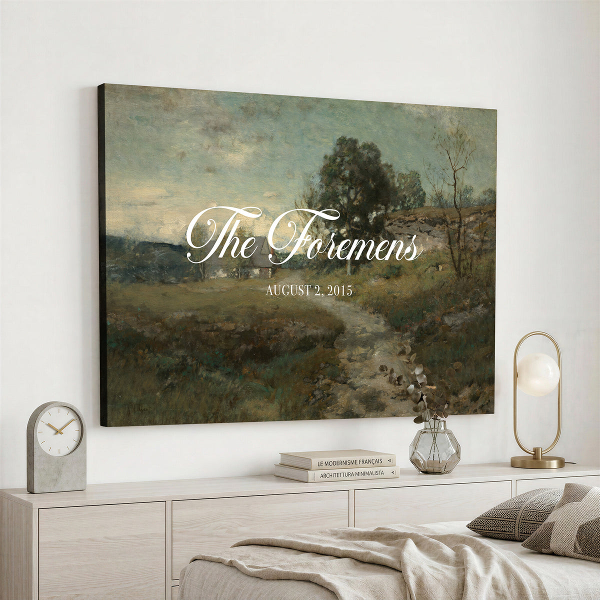 29249006-MCV-HS-36X24 - Personalized Family Name Sign | Country Lane Vintage Landscape Canvas | Wedding Gift