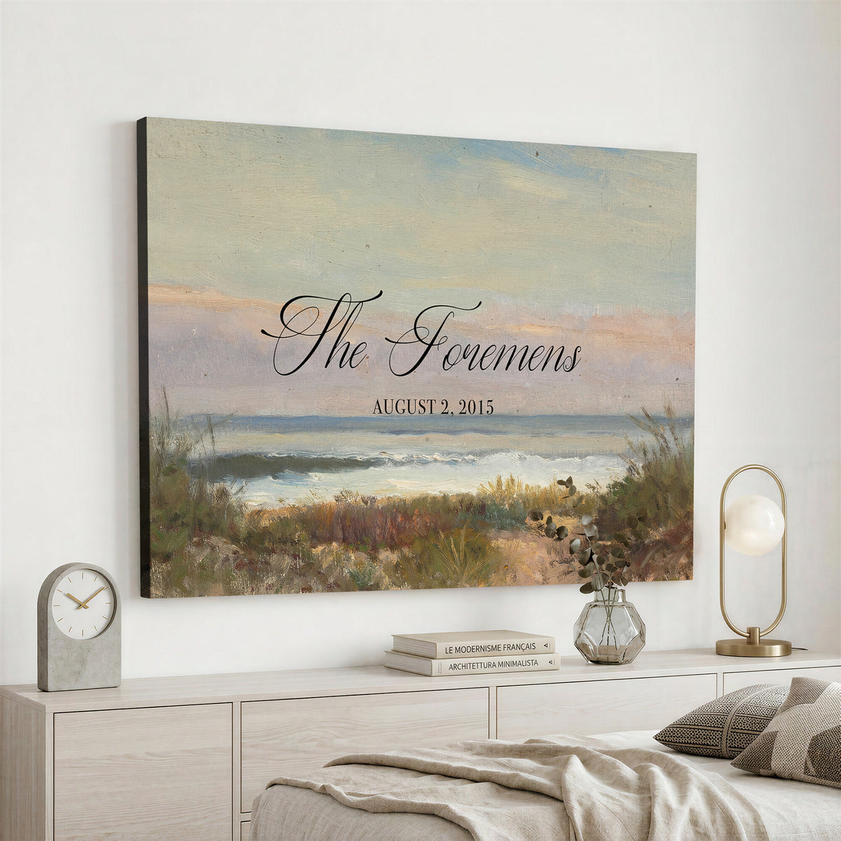 37585091-MCV-HS-36X24 - Wedding Easel Sign | Personalized Coastal Dunes Vintage Canvas | Framed Welcome Sign for Ceremony