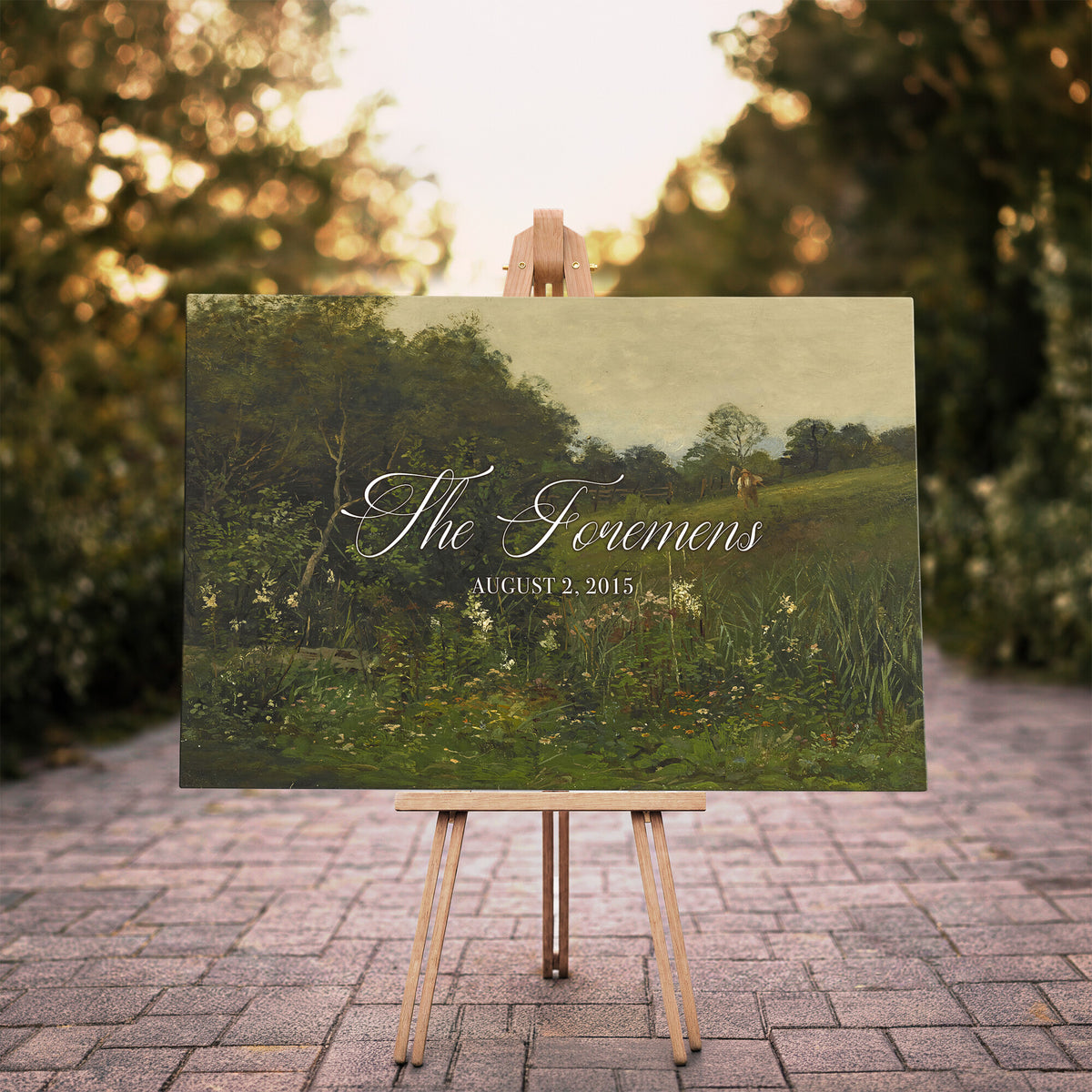 99042643-MCV-HS-36X24 - Personalized Family Name Sign | Wildflower Meadow Vintage Landscape Canvas | Wedding Gift