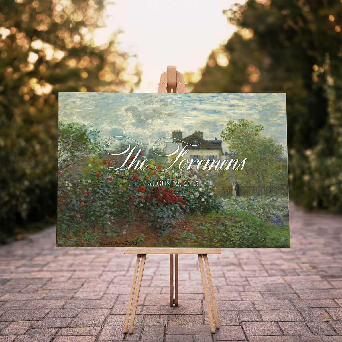 58886211-MCV-HS-36X24 - Wedding Easel Sign | Personalized Cottage Garden Vintage Canvas | Framed Welcome Sign for Ceremony