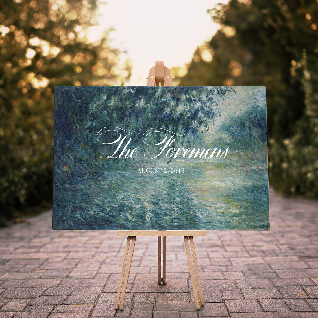 Personalized Family Name Sign | Willow River Vintage Landscape Canvas | Wedding Gift