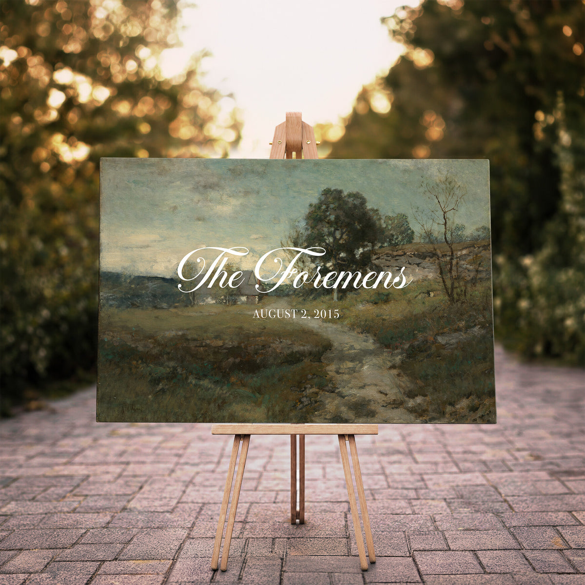 29249006-MCV-HS-36X24 - Personalized Family Name Sign | Country Lane Vintage Landscape Canvas | Wedding Gift