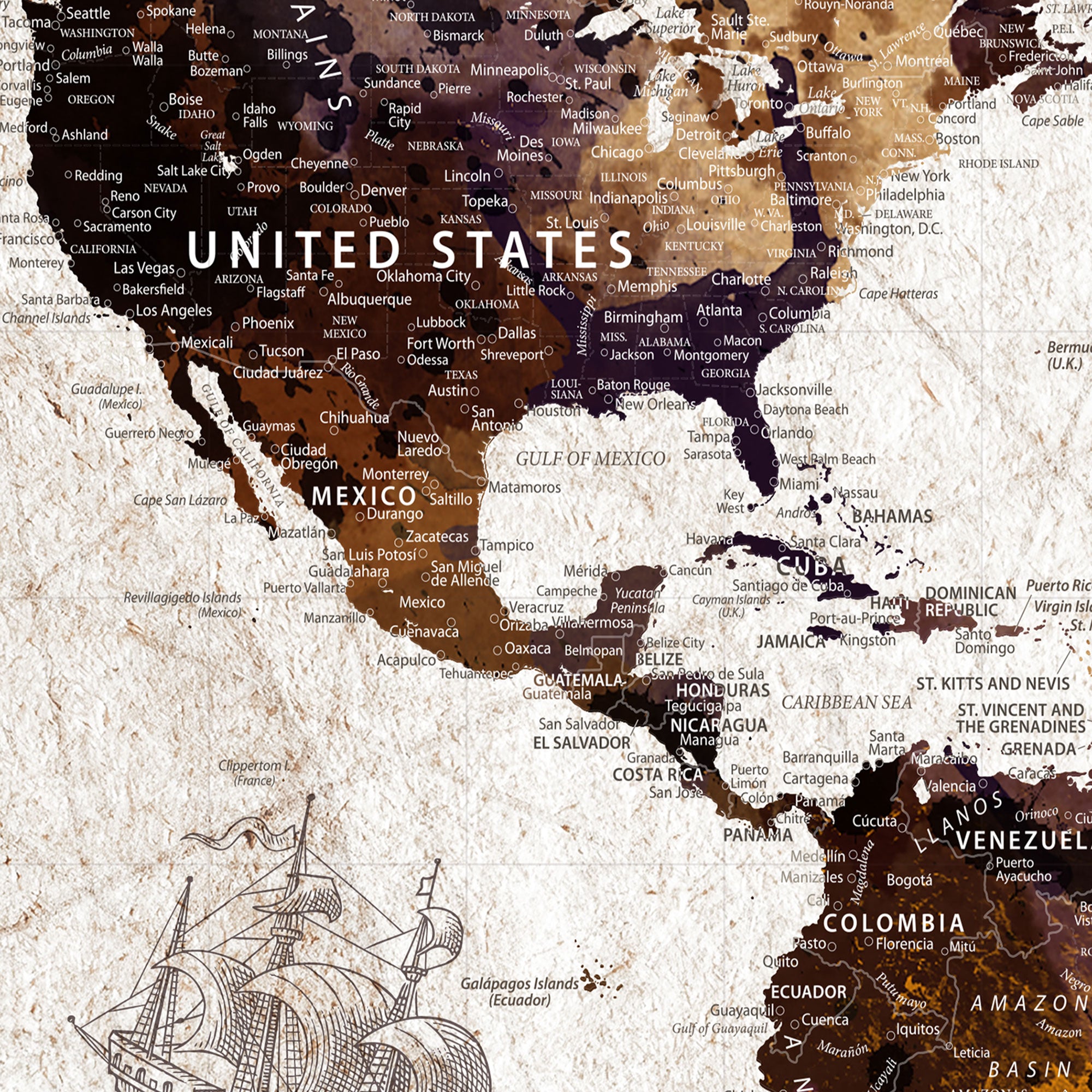 20154714-MGV-CV-36X24-Personalized Push Pin World Map Canvas – Custom Framed Travel Tracker Wall Art, Large Adventure Map with Pins for Home, Office