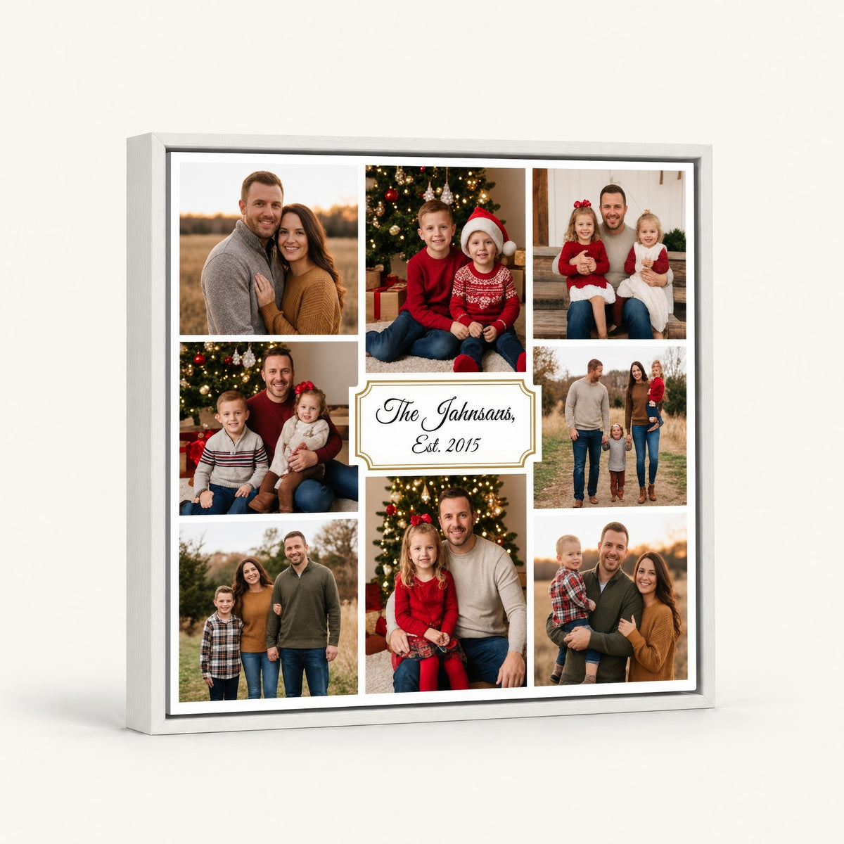 Custom family photo collage wall art for living room decor