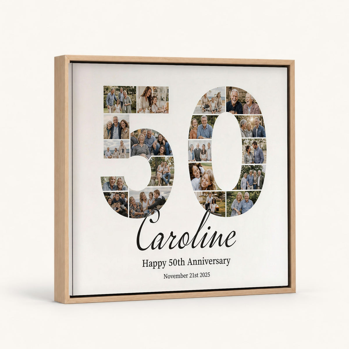 50th anniversary photo collage, framed wall art view