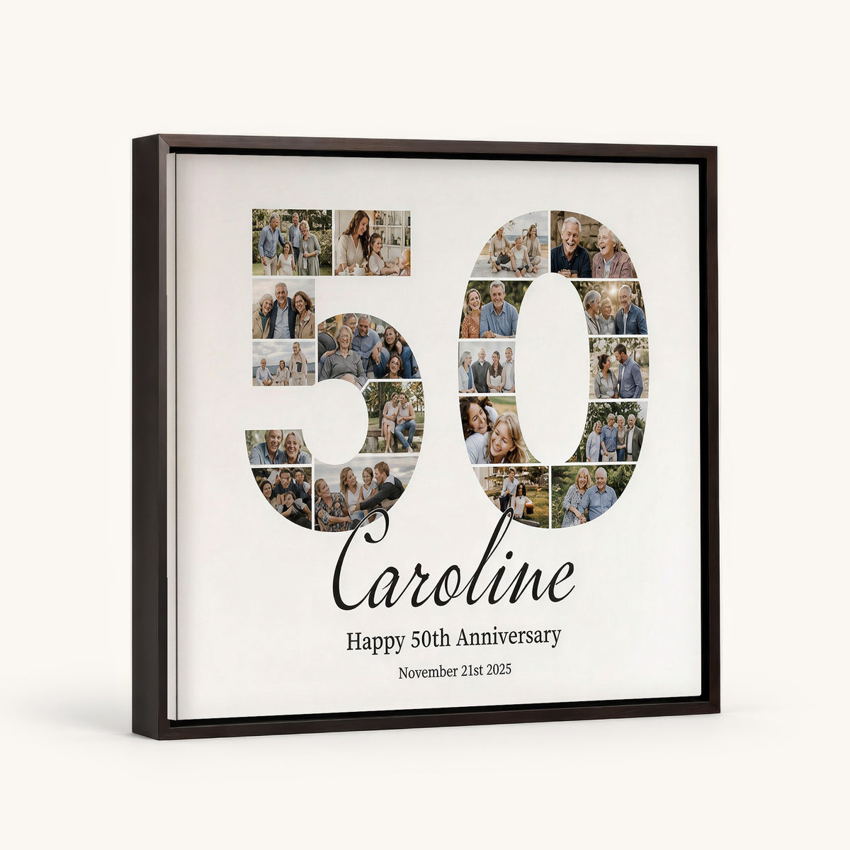 Custom 50th anniversary collage with names and date