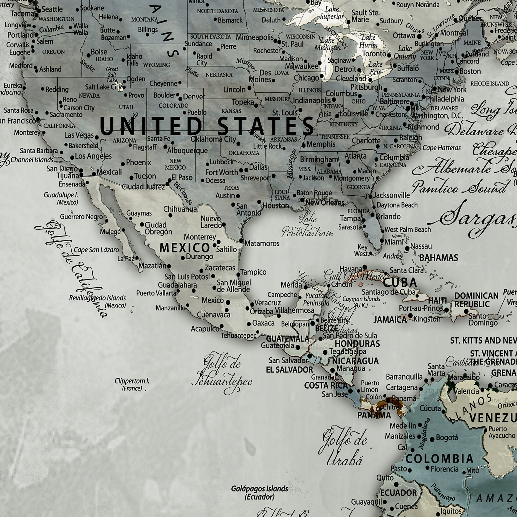 11945570-MGV-CV-36X24-Personalized Push Pin World Map Canvas – Custom Framed Travel Tracker Wall Art, Large Adventure Map with Pins for Home, Office