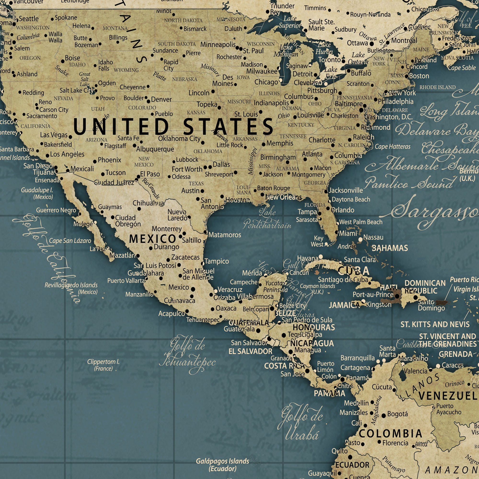 15936891-MGV-CV-36X24-Personalized Push Pin World Map Canvas – Custom Framed Travel Tracker Wall Art, Large Adventure Map with Pins for Home, Office