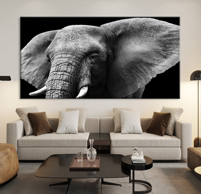 Gran elefante de cerca, arte de pared grande, impresión en lienzo