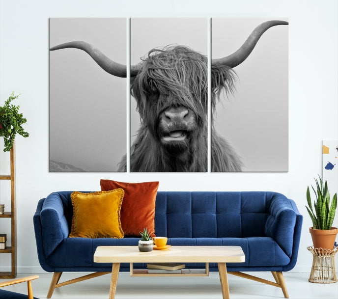 Lienzo decorativo para pared grande con vaca de Texas