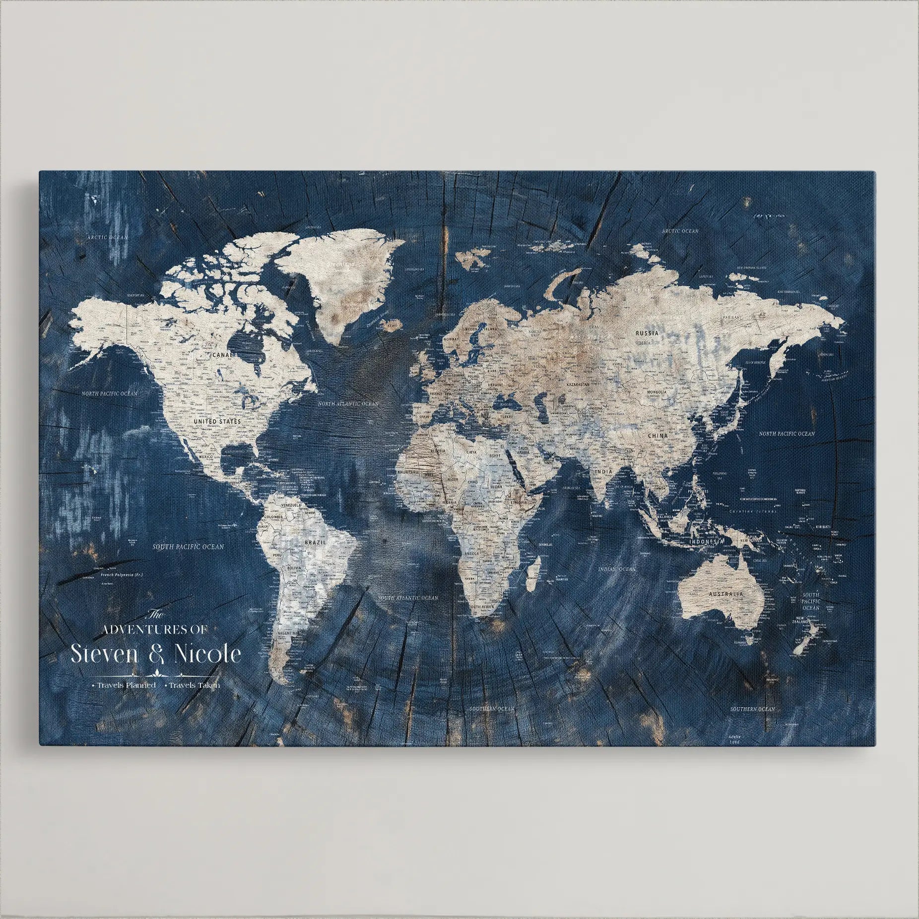 45566494-MGV-CV-36X24-Push Pin Framed World Map Personalized Canvas for Travel Adventures Custom Anniversary Gift Memory Tracker for Home or Office