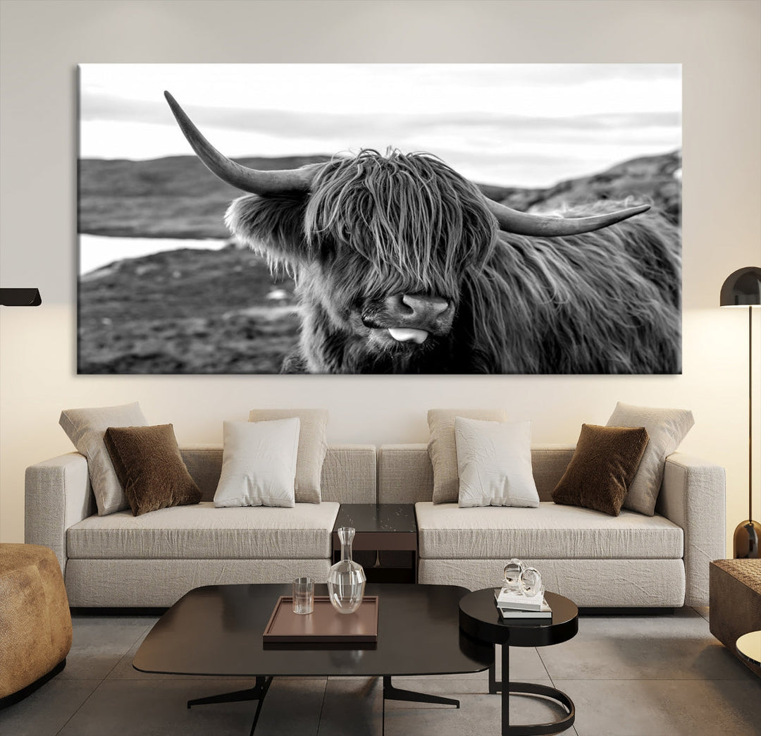 Scottish Highland Cow Cattle Art Print Farmhouse Wall Art Canvas Print