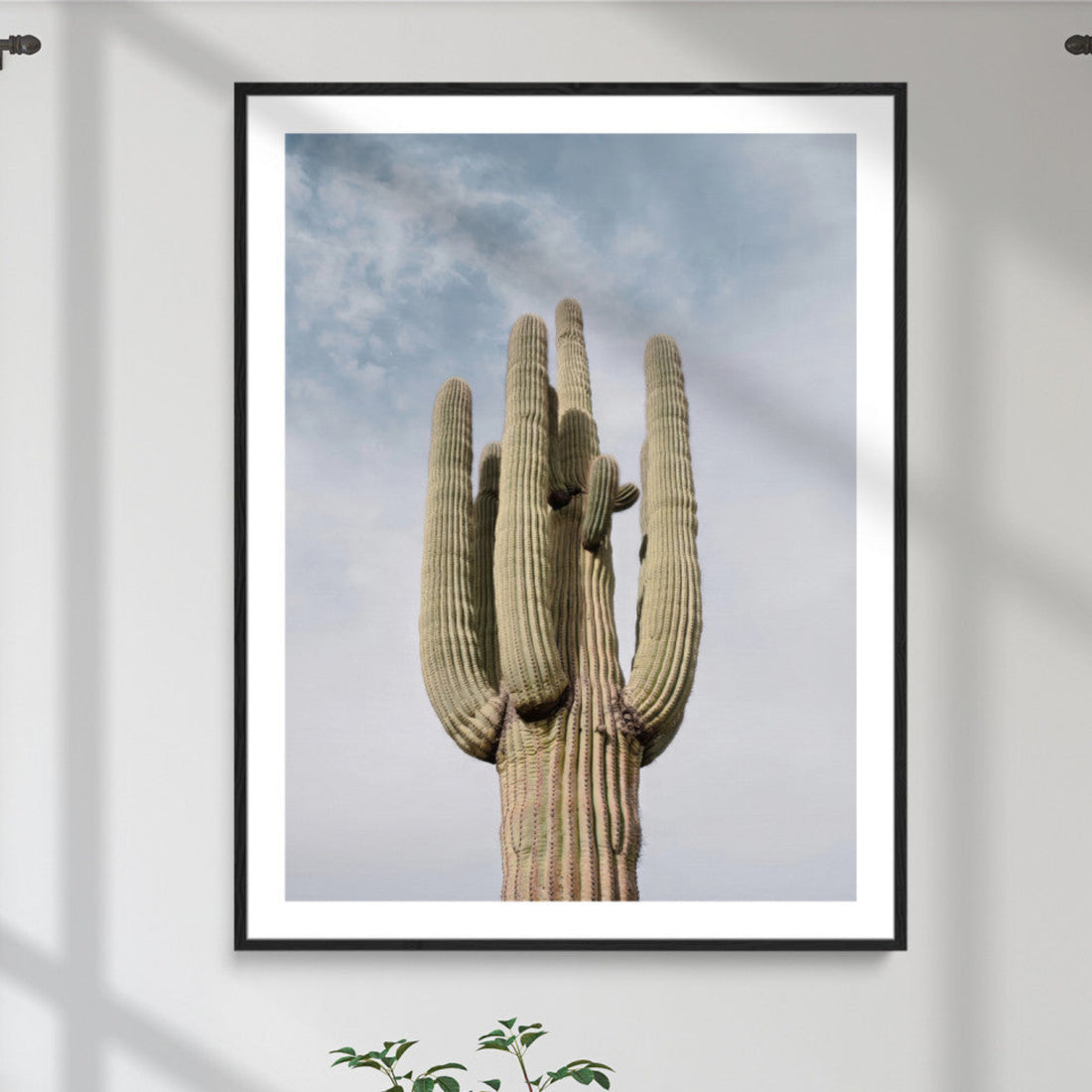 Saguaro Cactus Wall Art Canvas Print, Framed Earthy Desert Botanical Art