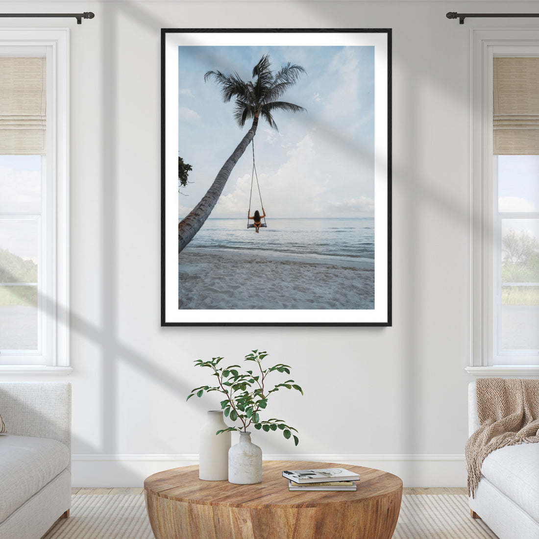 Tropical Swing Wall Art Canvas Print | Palm Trees and Ocean View