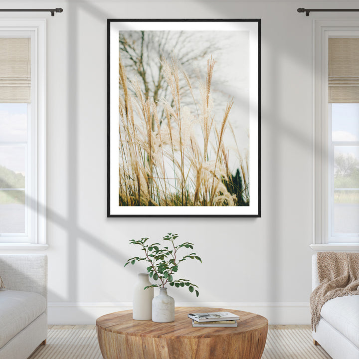 Pampas Grass Wall Art Canvas Print, Framed Neutral Tones Art Picture Print, Minimalist Nature Perfect Boho Minimalist Decor Artwork