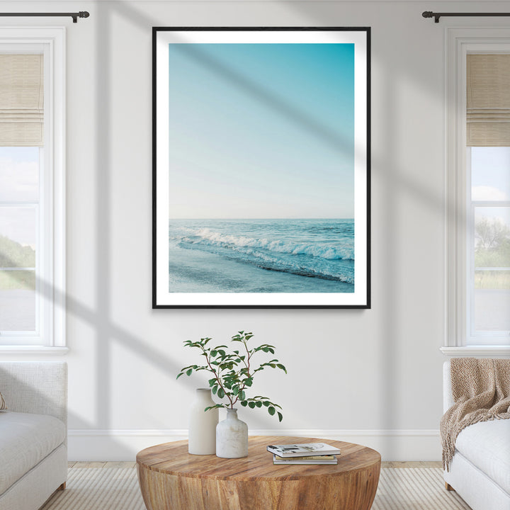 Minimalist Ocean Wall Art Canvas Print, Framed Calm Seascape Art Picture Print, Soft Blue Tones Perfect Coastal Minimalist Decor Artwork