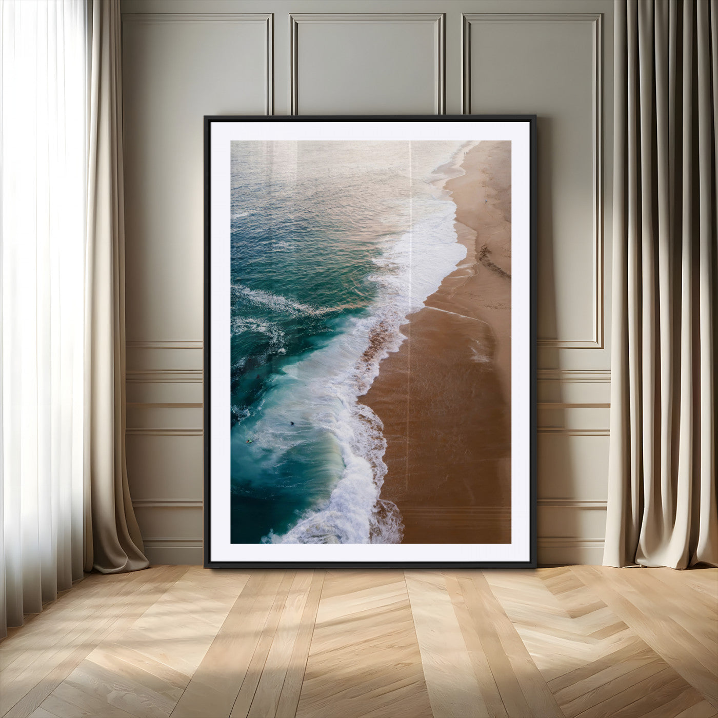MGC-FP-24x36 - Serene Ocean Waves Beach Wall Art – Coastal Nature Canvas Print, Wrapped Canvas for Relaxing Decor in Living Room, Bedroom, Office