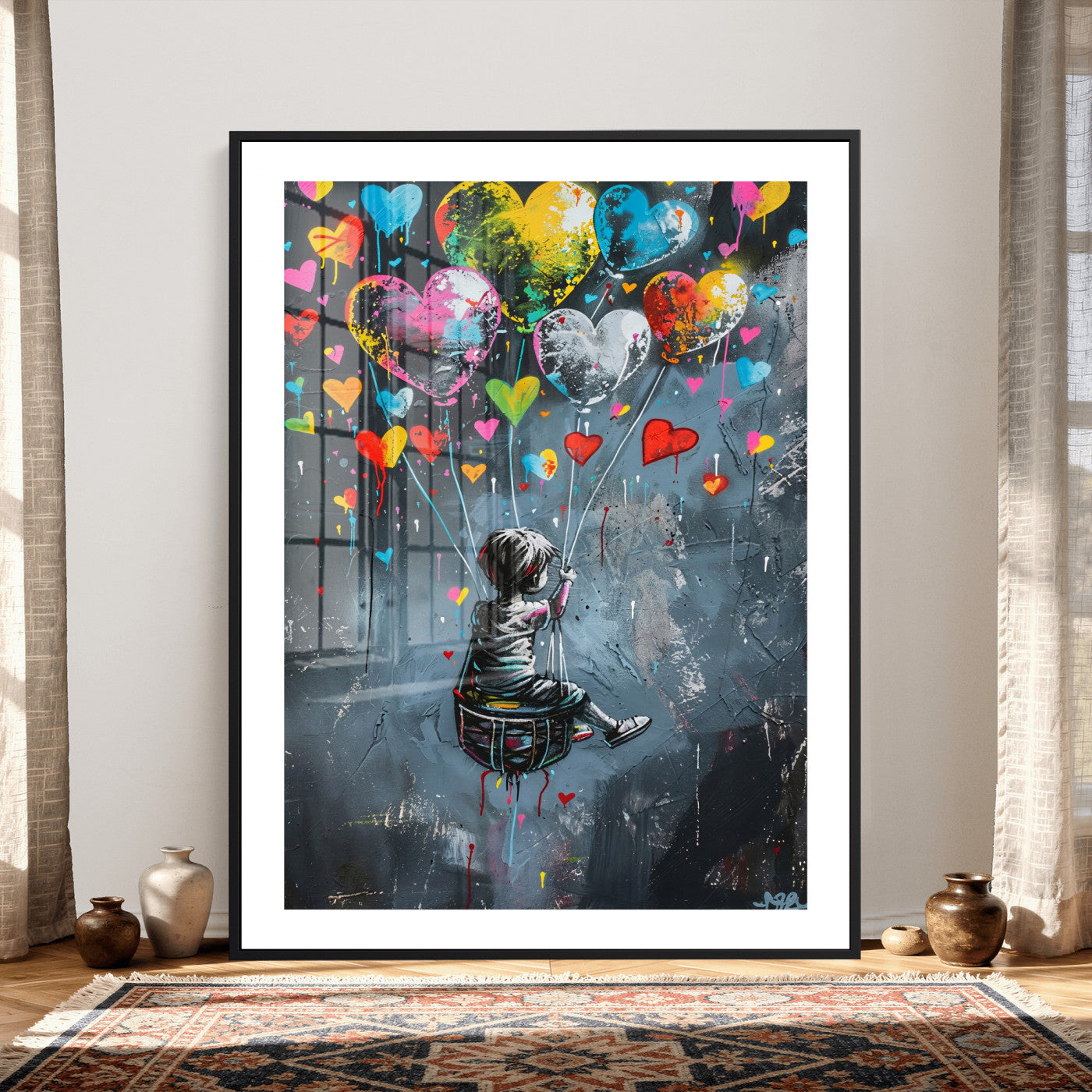 3812625445543-MGV-CV-24X36 - Banksy Balloon Canvas,Banksy Grafitti Art, Balloon Poster, Banksy Art, Wall Art Canvas Design, Ready To Hang Decoration,Wall Art