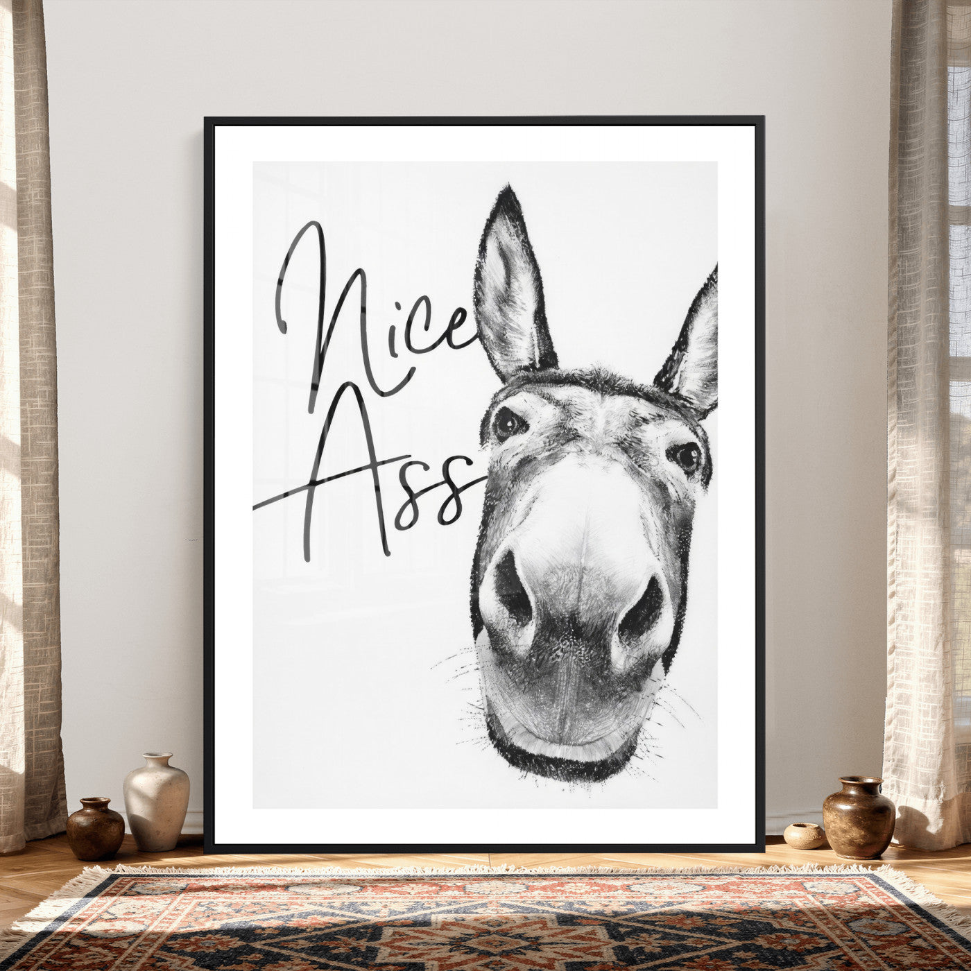 56057354-MGV-CV-24X36 - Nice Ass Funny Canvas Wall Art for Bathroom Wall Decor Cute Danke Humor Decor, Quirky Farmhouse Bathroom Art, Cow Lover Gift