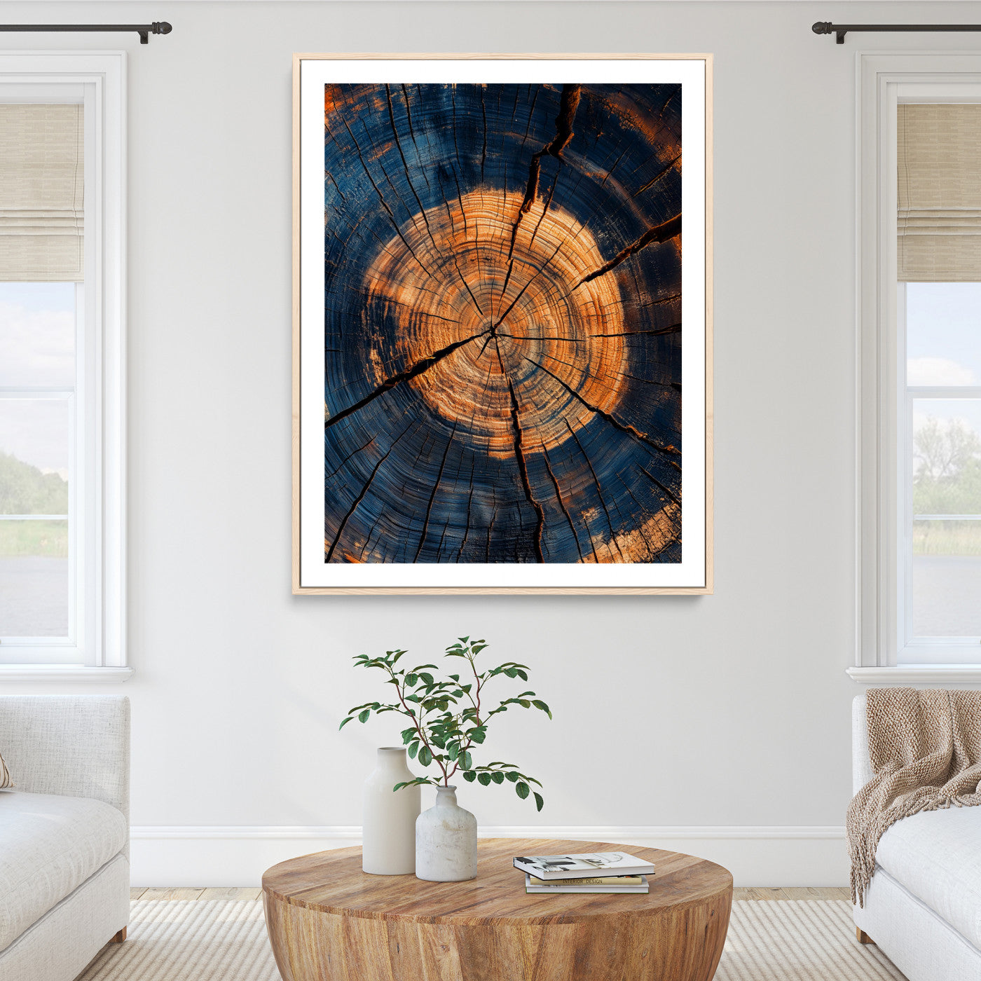 Framed Tree Rings Art Print, Framed Rustic Texture Art Picture Print, Wood Grain Perfect Rustic Industrial Decor, Framed Tree Rings Art