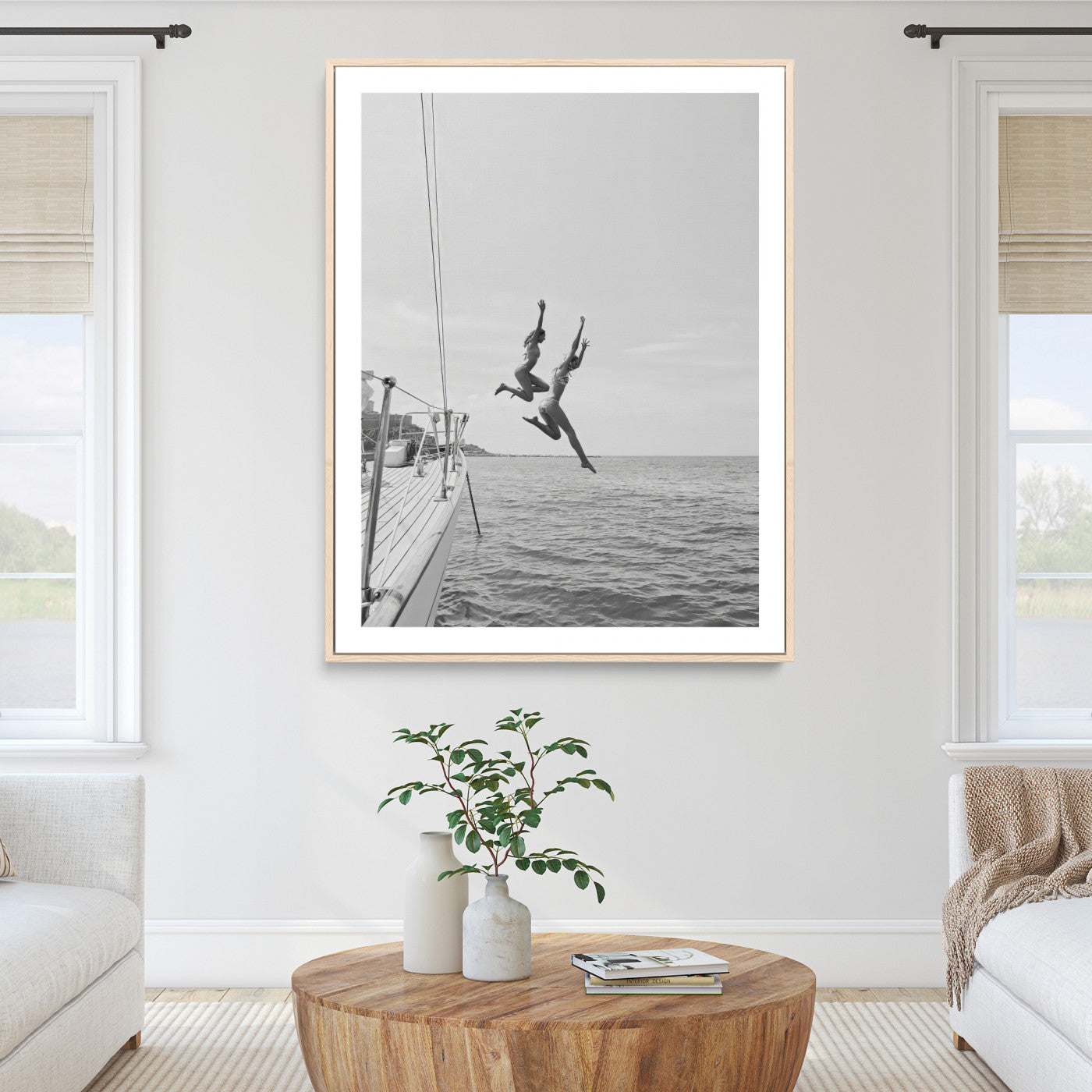 Sailing Wall Art Canvas Print, Framed Ocean Adventure Art Picture Print, Summer Perfect Minimalism Decor, Framed Sailing Canvas