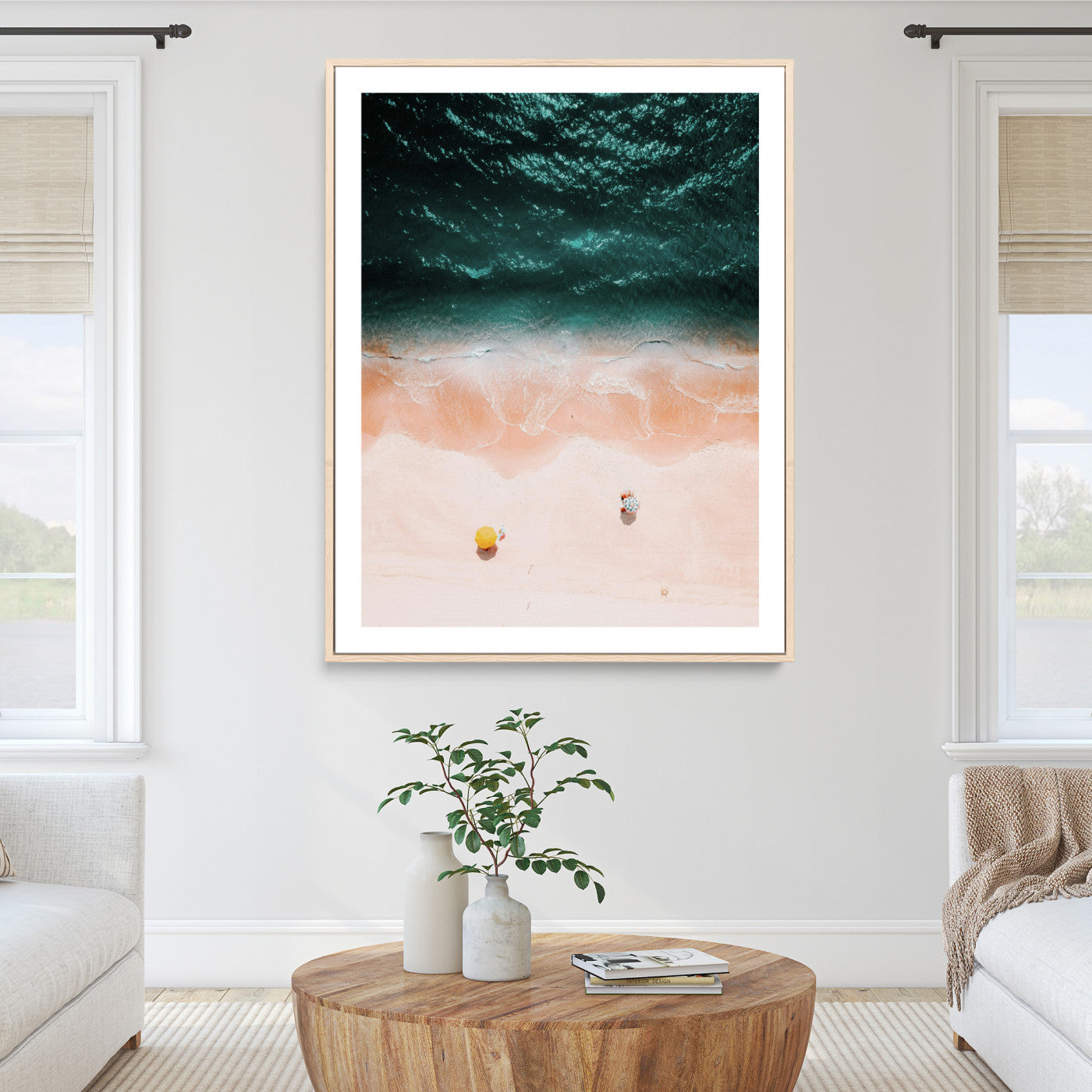 Tropical Relaxation Wall Art Canvas Print, Framed Coastal Vibes Art Picture Print, Ocean Aesthetic Coastal Minimalist Art Wall Decor Artwork