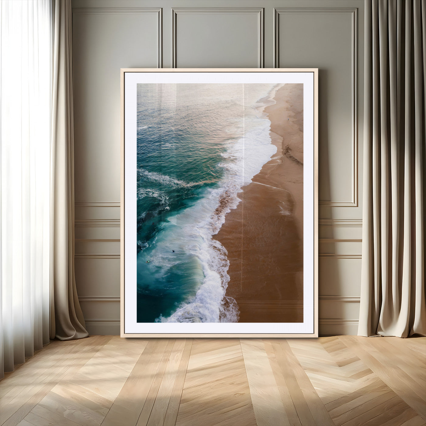 MGC-FP-24x36 - Serene Ocean Waves Beach Wall Art – Coastal Nature Canvas Print, Wrapped Canvas for Relaxing Decor in Living Room, Bedroom, Office