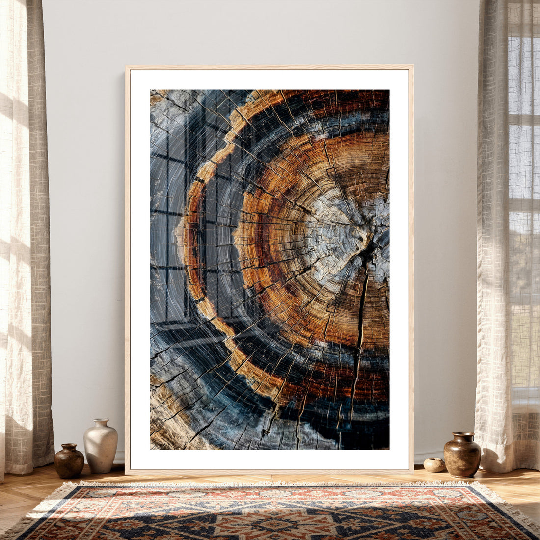 Abstract Wood Grain Canvas Print, Tree Ring Pattern Wall Art, Framed and Ready to Hang
