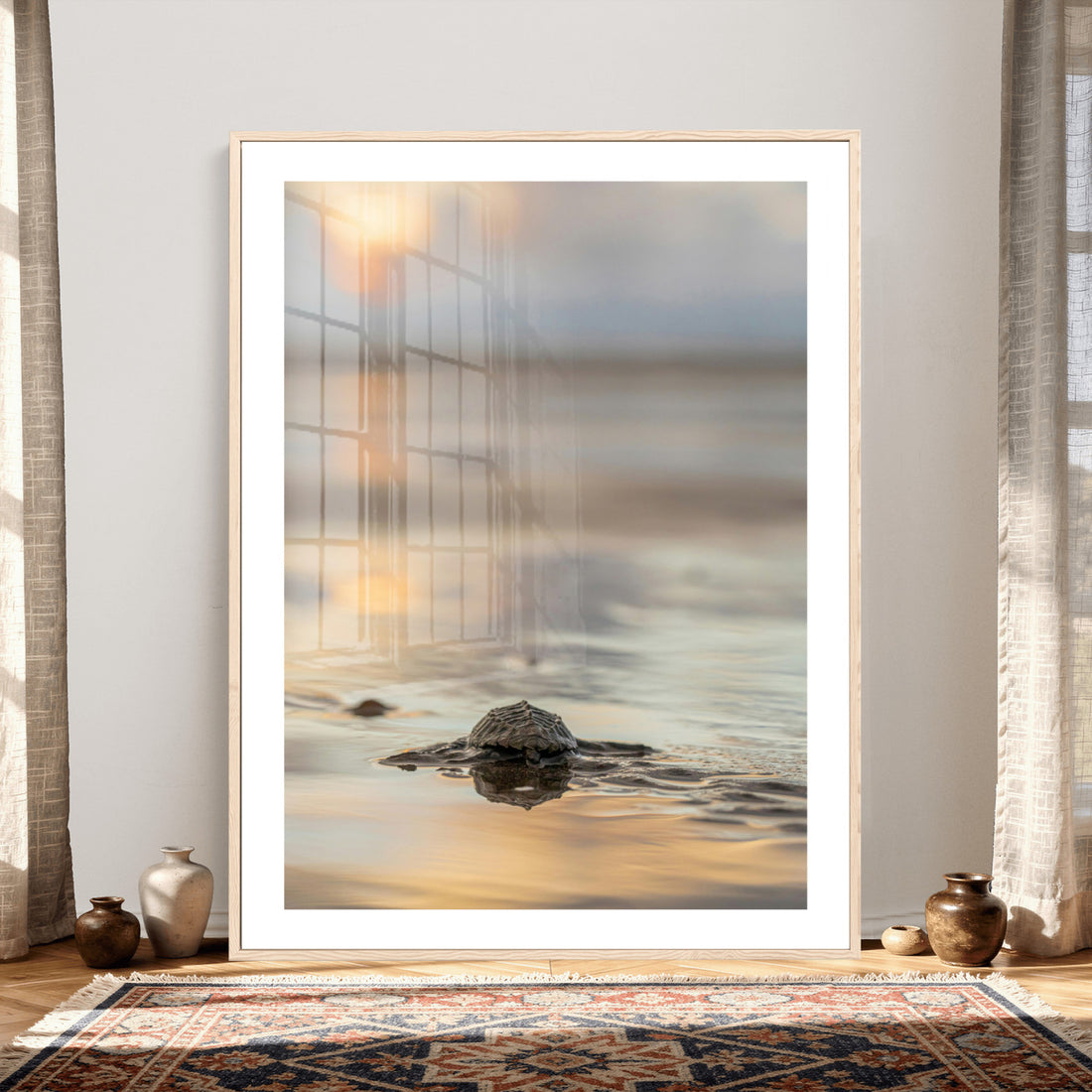 Sea Turtle Hatchling Wall Art Canvas Print | Soft Coastal Wildlife Photography