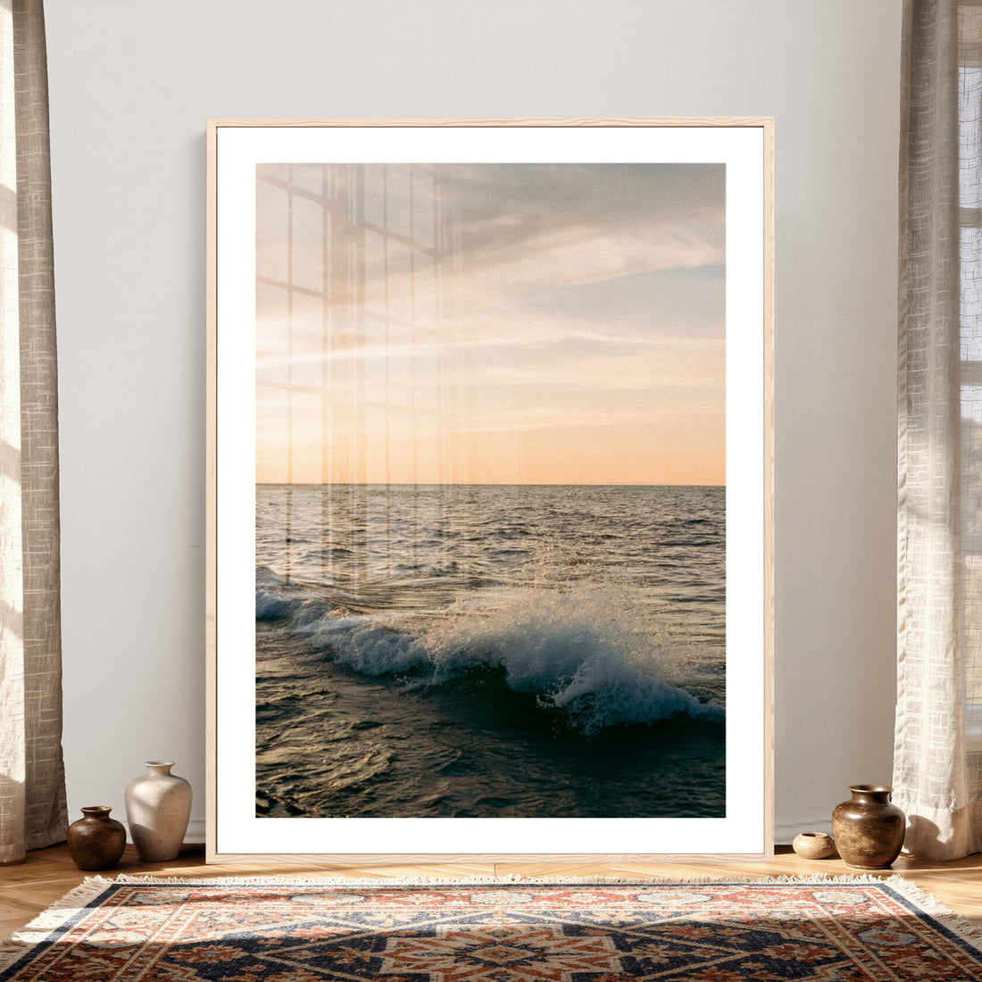 Ocean Wave Wall Art Canvas Print, Calm Coastal Nature Decor