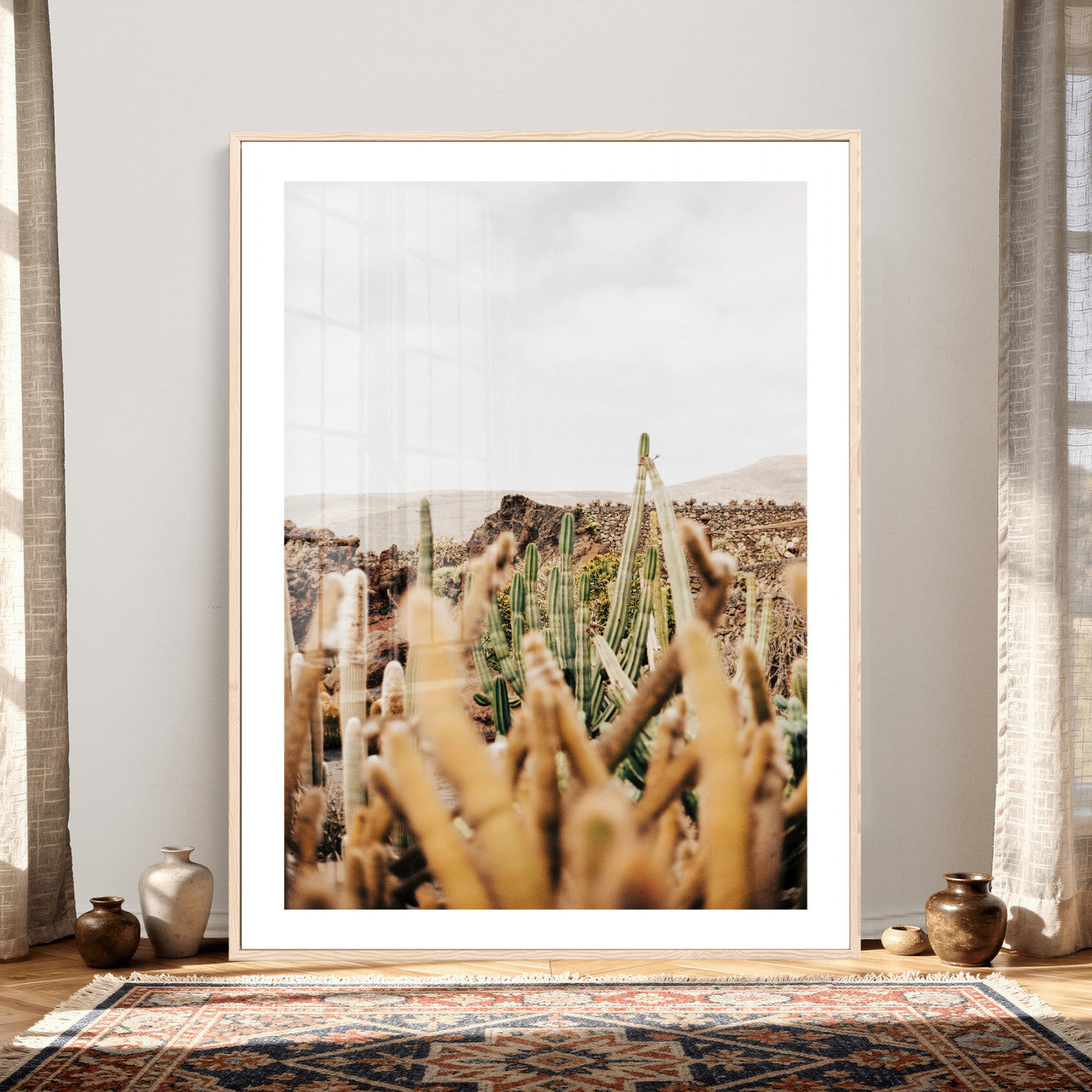 98315769-MGV-CV-24X36 - Minimal Desert Cactus Wall Art Canvas Print, Neutral Southwestern Landscape Nature Wall Decor for Modern Home