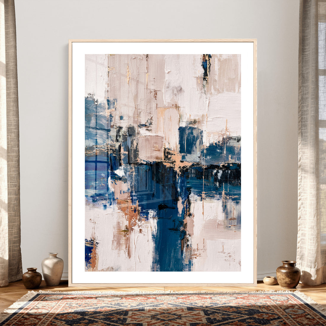 Abstract Navy Blue Wall Art Canvas Print