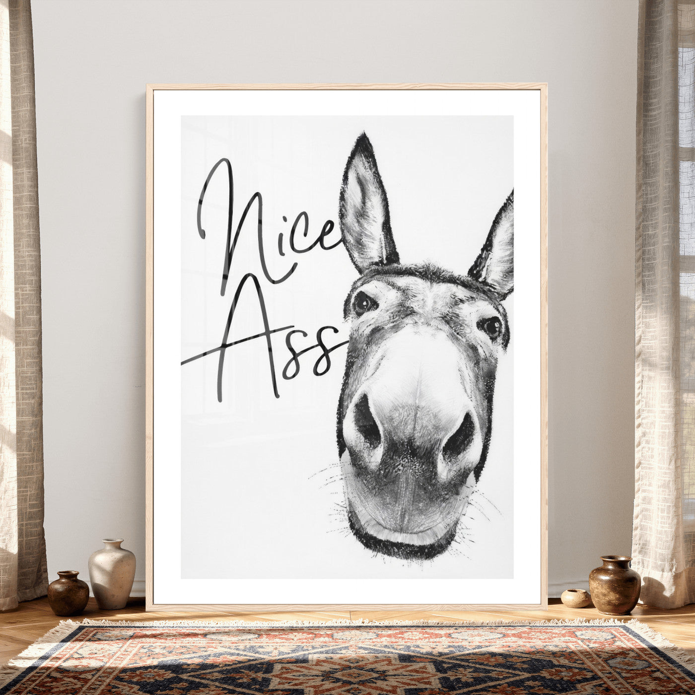 56057354-MGV-CV-24X36 - Nice Ass Funny Canvas Wall Art for Bathroom Wall Decor Cute Danke Humor Decor, Quirky Farmhouse Bathroom Art, Cow Lover Gift