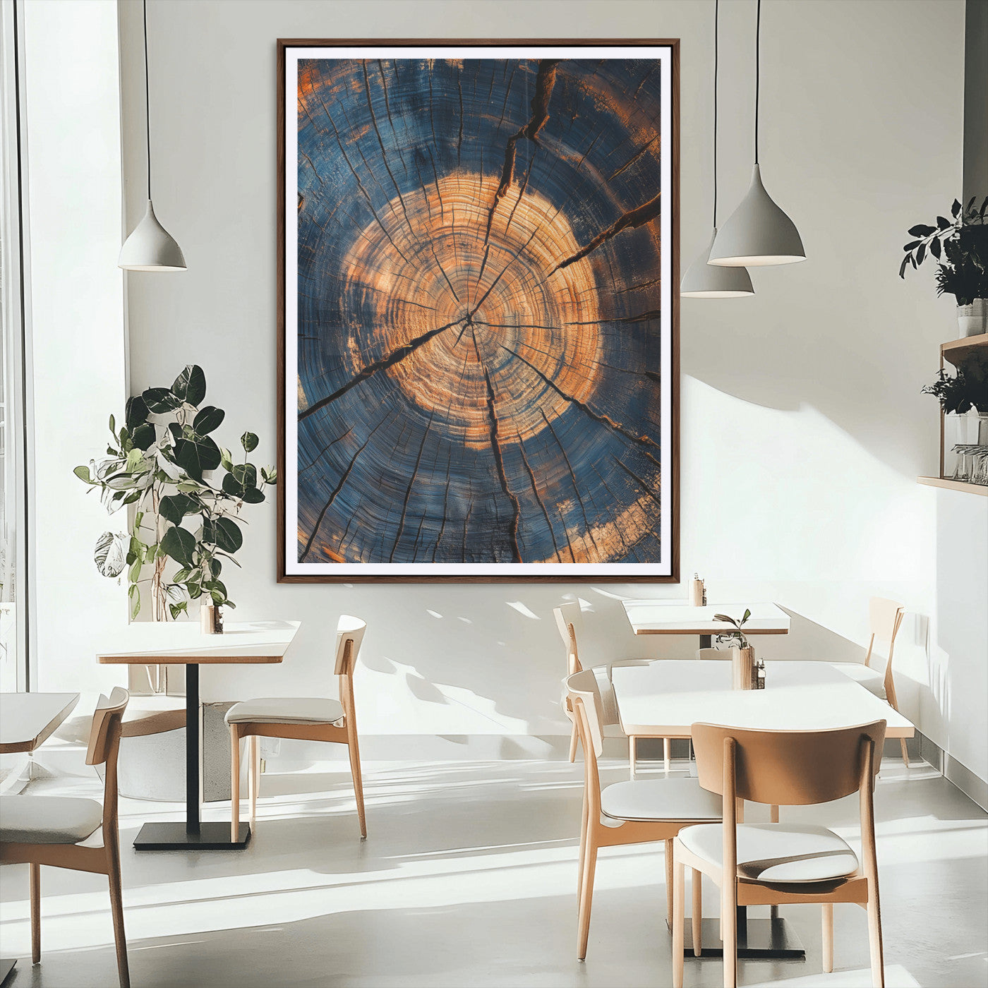 MGC-FP-24x36 - Tree Rings Wall Art Canvas Print, Framed Rustic Texture Art Picture Print, Wood Grain Perfect Rustic Industrial Decor Artwork