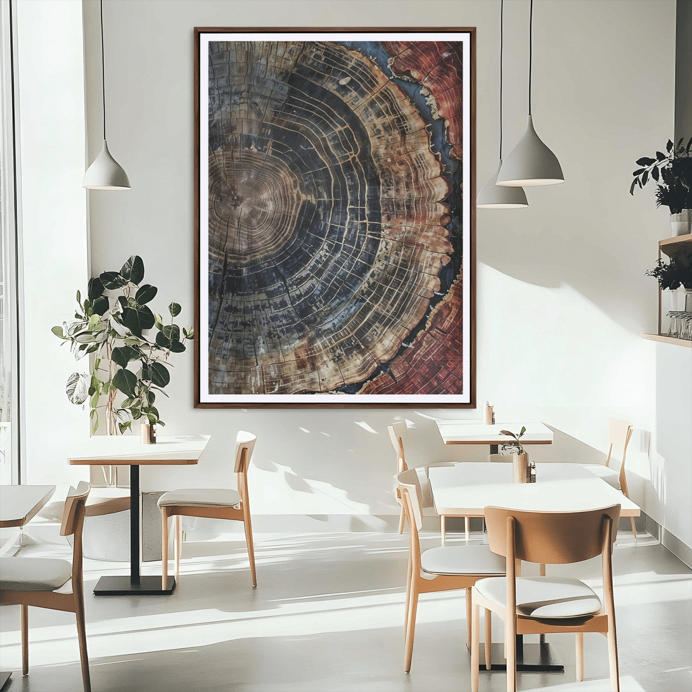 MGC-FP-24x36 - Tree Rings Wall Art Canvas Print, Framed Wood Grain Art Picture Print, Rustic Texture Perfect Rustic Nature Decor Artwork