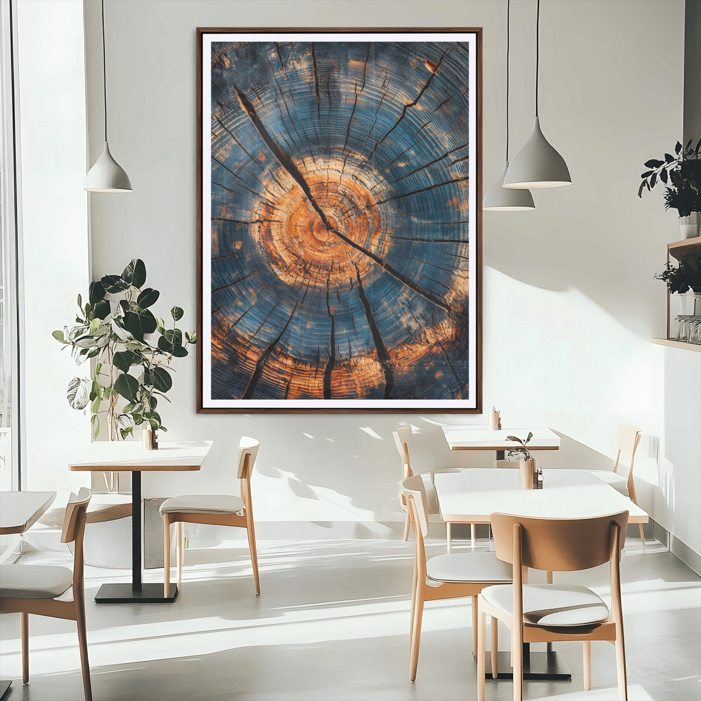 MGC-FP-24x36 - Tree Rings Wall Art Canvas Print, Framed Rustic Texture Art Picture Print, Wood Grain Perfect Rustic Industrial Decor Artwork