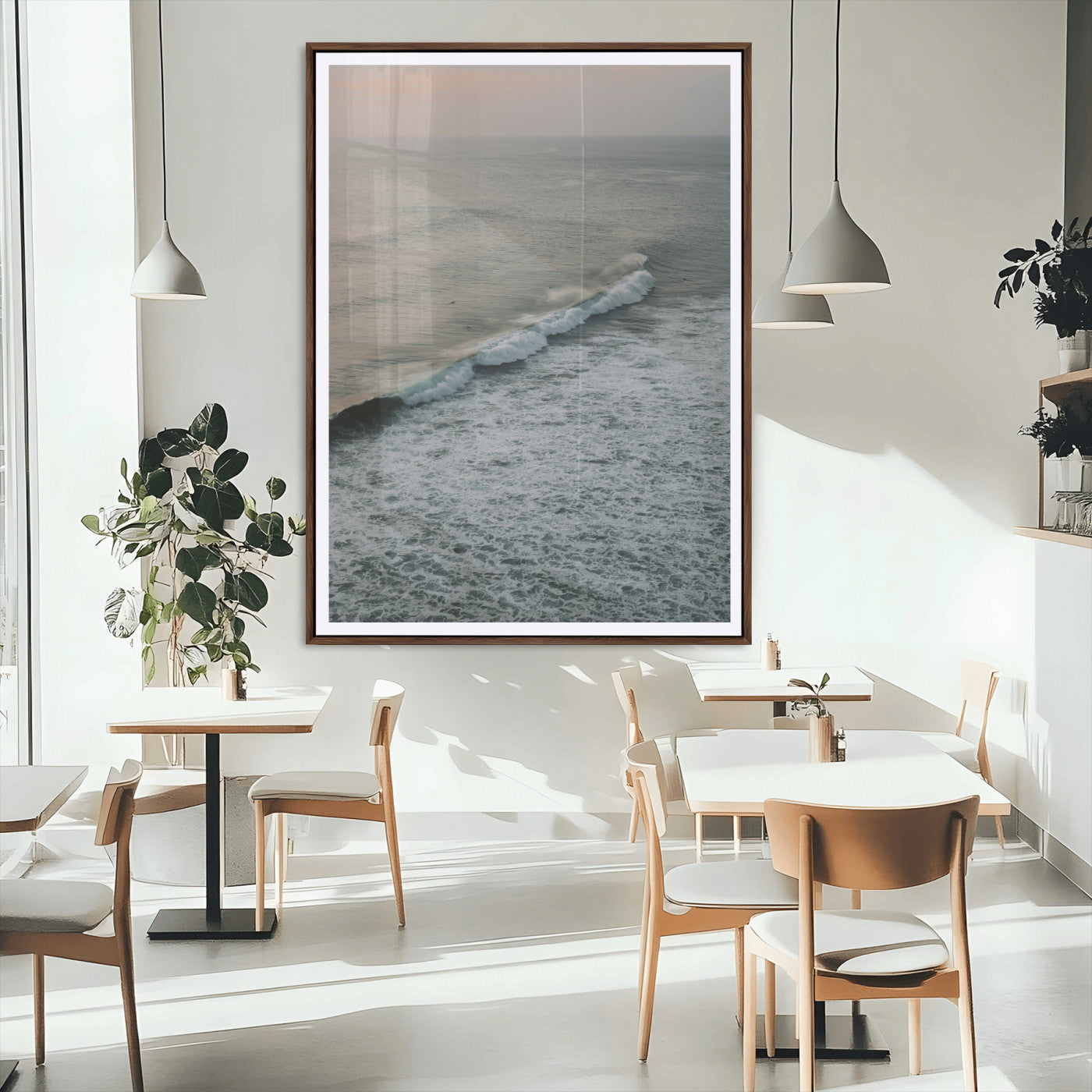 MGC-FP-24x36 - Ocean Waves Wall Art Canvas Print, Framed Coastal Serenity Art Picture Print, Relaxing Ocean Perfect Modern Coastal Decor Artwork