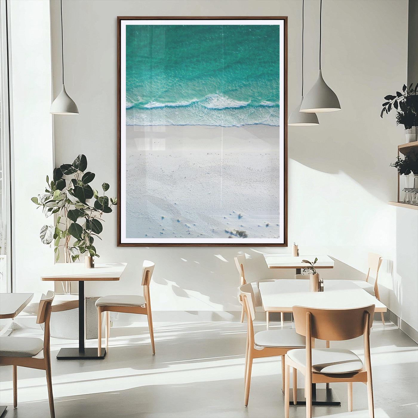 MGC-FP-24x36 - Soft Waves Wall Art Canvas Print, Framed Seaside Escape Art Picture Print, Minimalist Beach Aesthetic Perfect Coastal Minimalist Decor Artwork