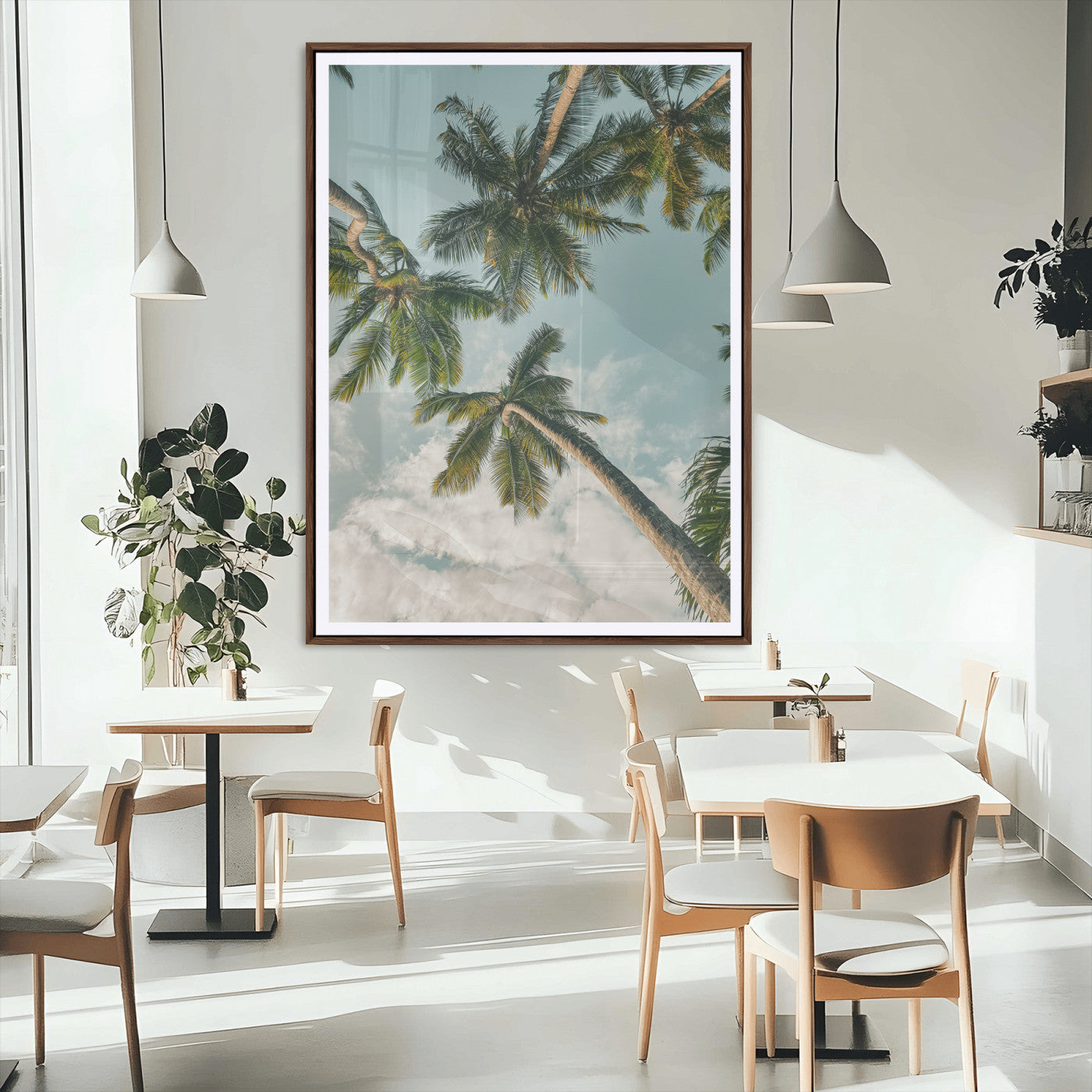 MGC-FP-24x36 - Tropical Palm Trees Wall Art Canvas Print, Framed Coastal Nature Art Picture Print, Relaxing Summer Vibes Perfect Boho Coastal Decor Artwork