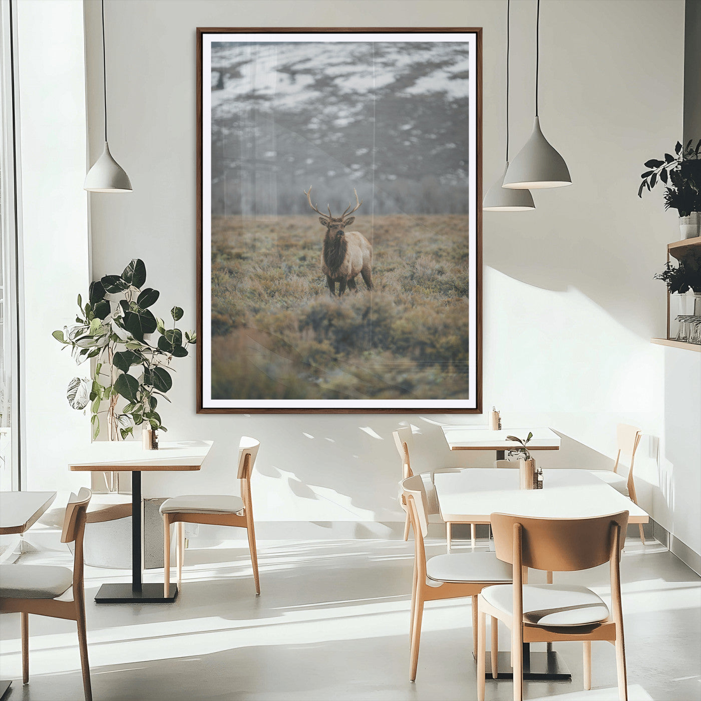 MGC-FP-24x36 - Wild Elk Wall Art Canvas Print, Framed Mountain Wilderness Art Picture Print, Majestic Animal Perfect Rustic Lodge Decor Artwork