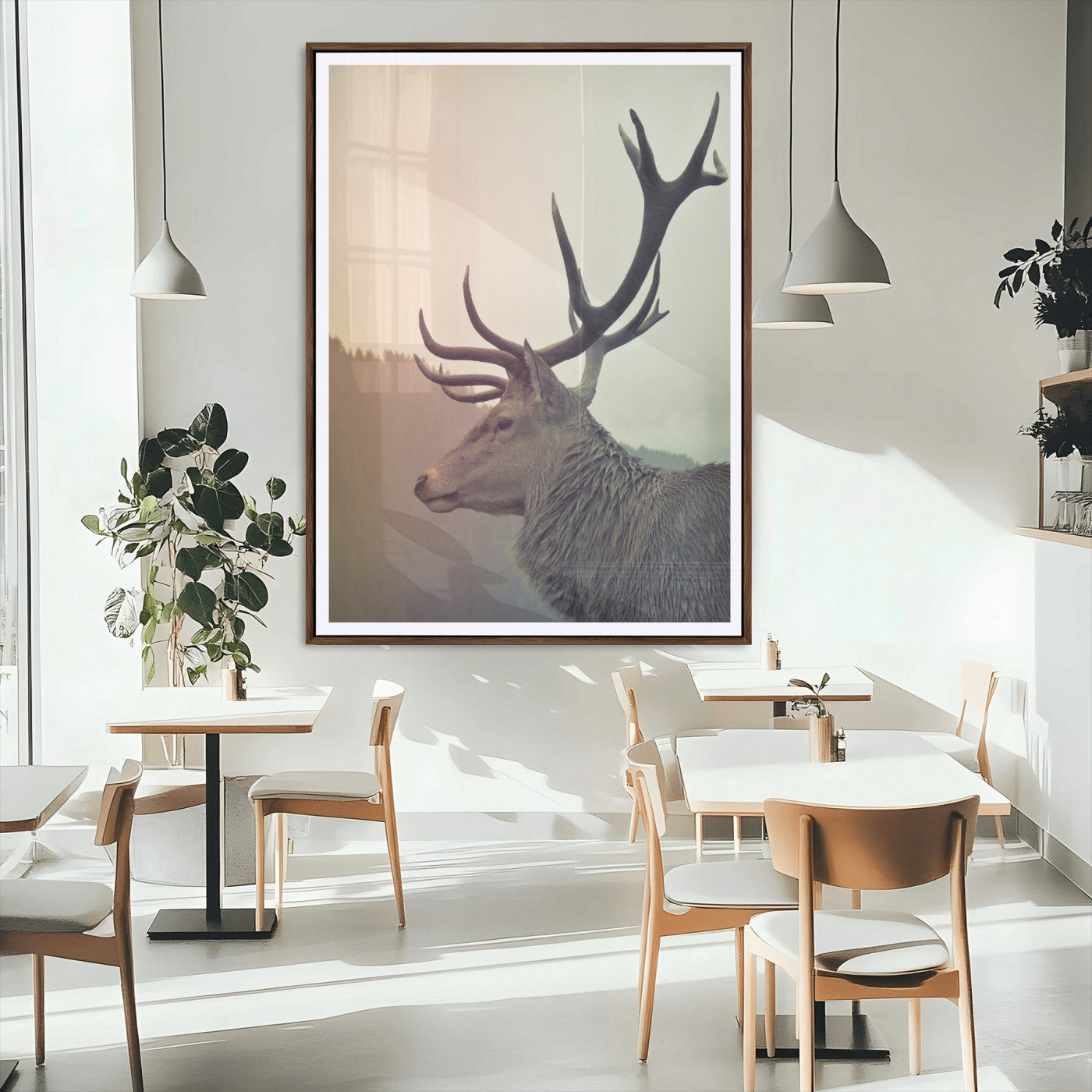MGC-FP-24x36 - Deer Canvas Print Wall Art Canvas Print, Framed Woodland Animal Decor Art Picture Print, Rustic Lodge Wall Art Perfect Rustic Lodge Decor Artwork