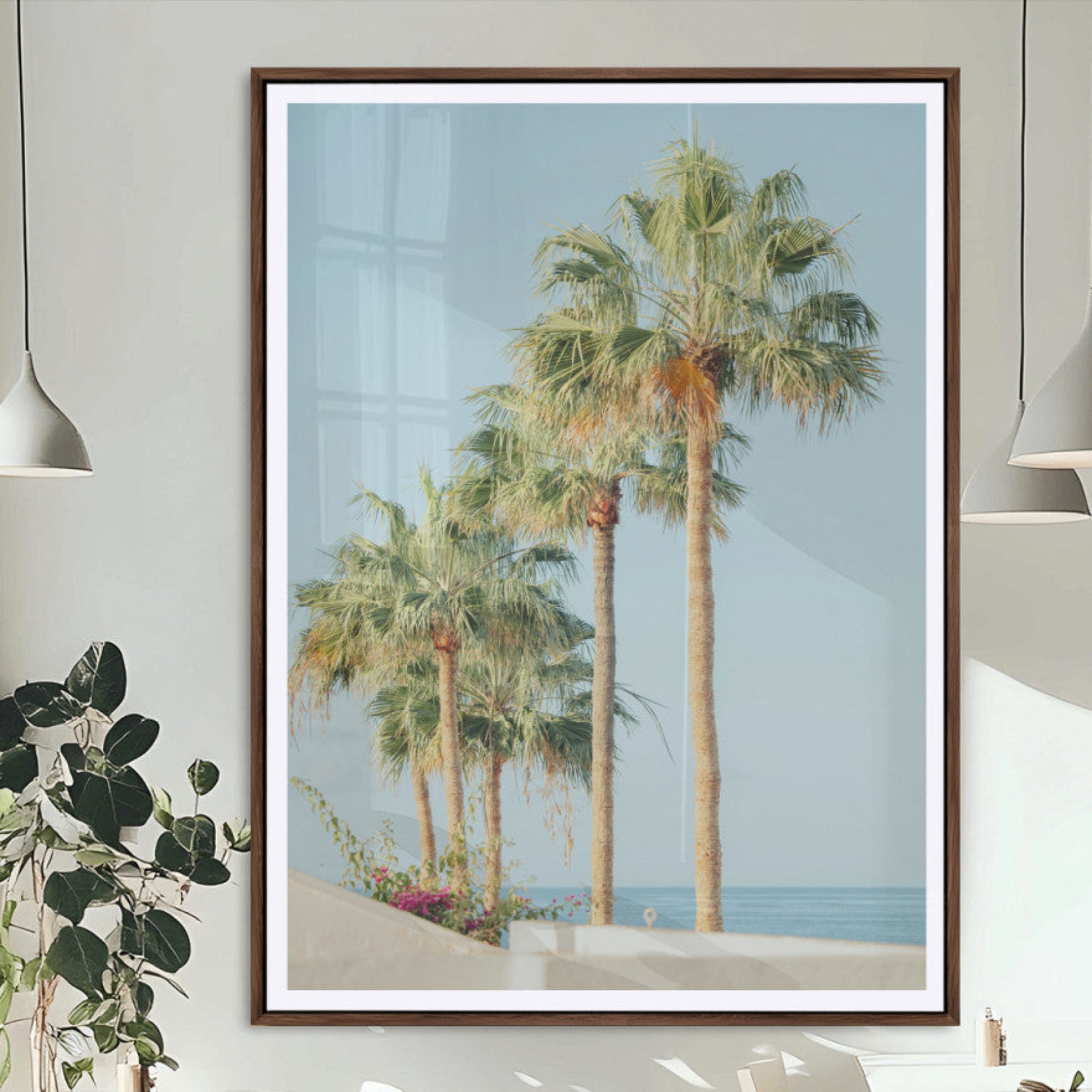 46777020-MGC-FP-24x36_Walnut-Tropical Ocean Canvas Print – Framed Beach Coastal Nautical Wall Art Seascape Landscape Artwork for Home, Office