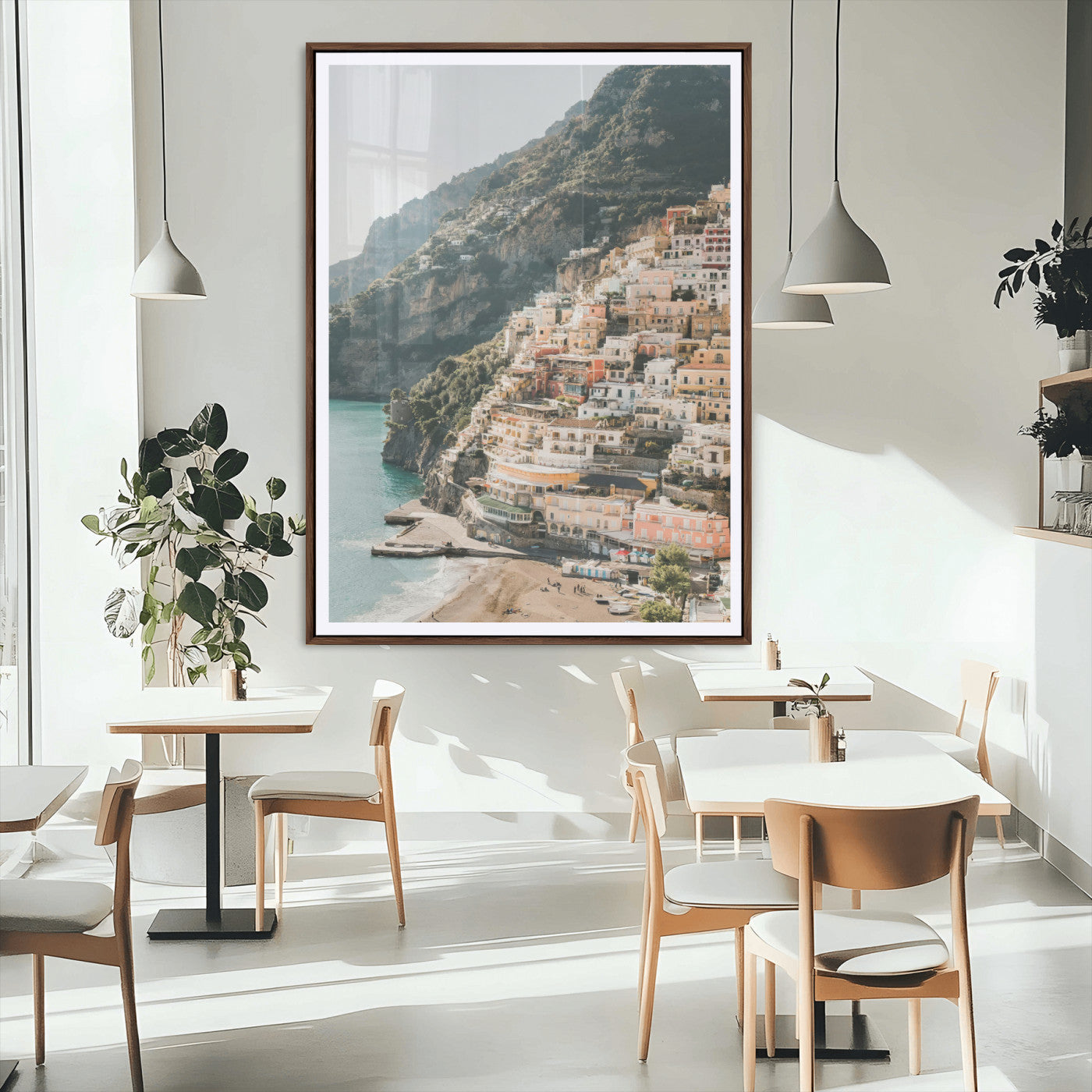 MGC-FP-24x36 - Scenic Coastal Cliffside Town Wall Art – Mediterranean Seaside View Canvas Print, Vibrant Wrapped Canvas for Living Room, Office, Home Decor