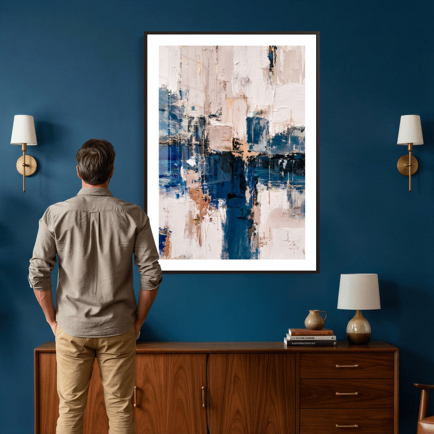 33344787-MGV-CV-24X36 - Abstract Navy Blue Wall Art Canvas Print