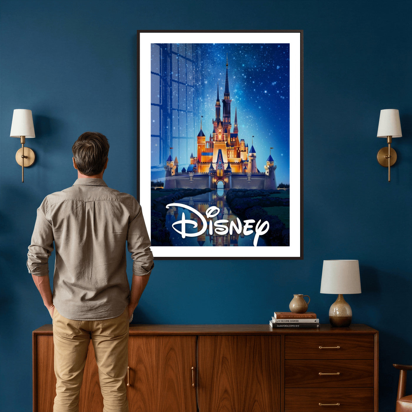 79435DS-MGV-CV-24X36 - Disney Castle Wall Art – Framed Magic Kingdom Canvas Artwork, Fairytale Design, Kids Room Fantasy Decor for Home, Office